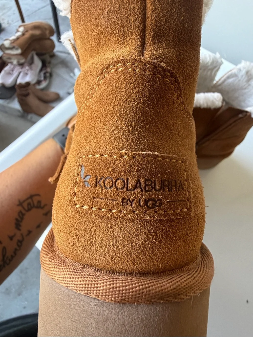 Koolaburra Tan Faux-Suede Sherpa-Lined Ankle Boots